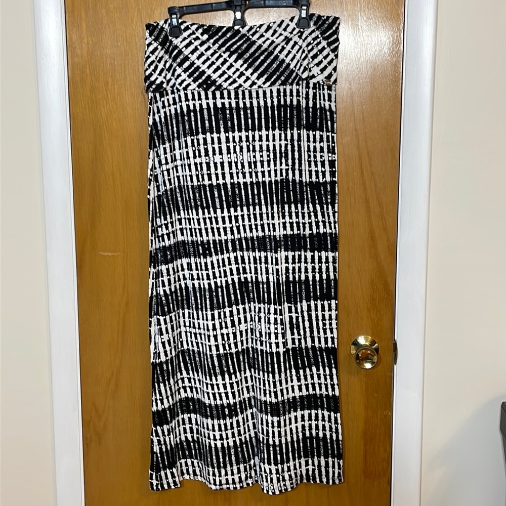 Calvin Klein Womens Large Black and White Maxi Skirt Stretchy